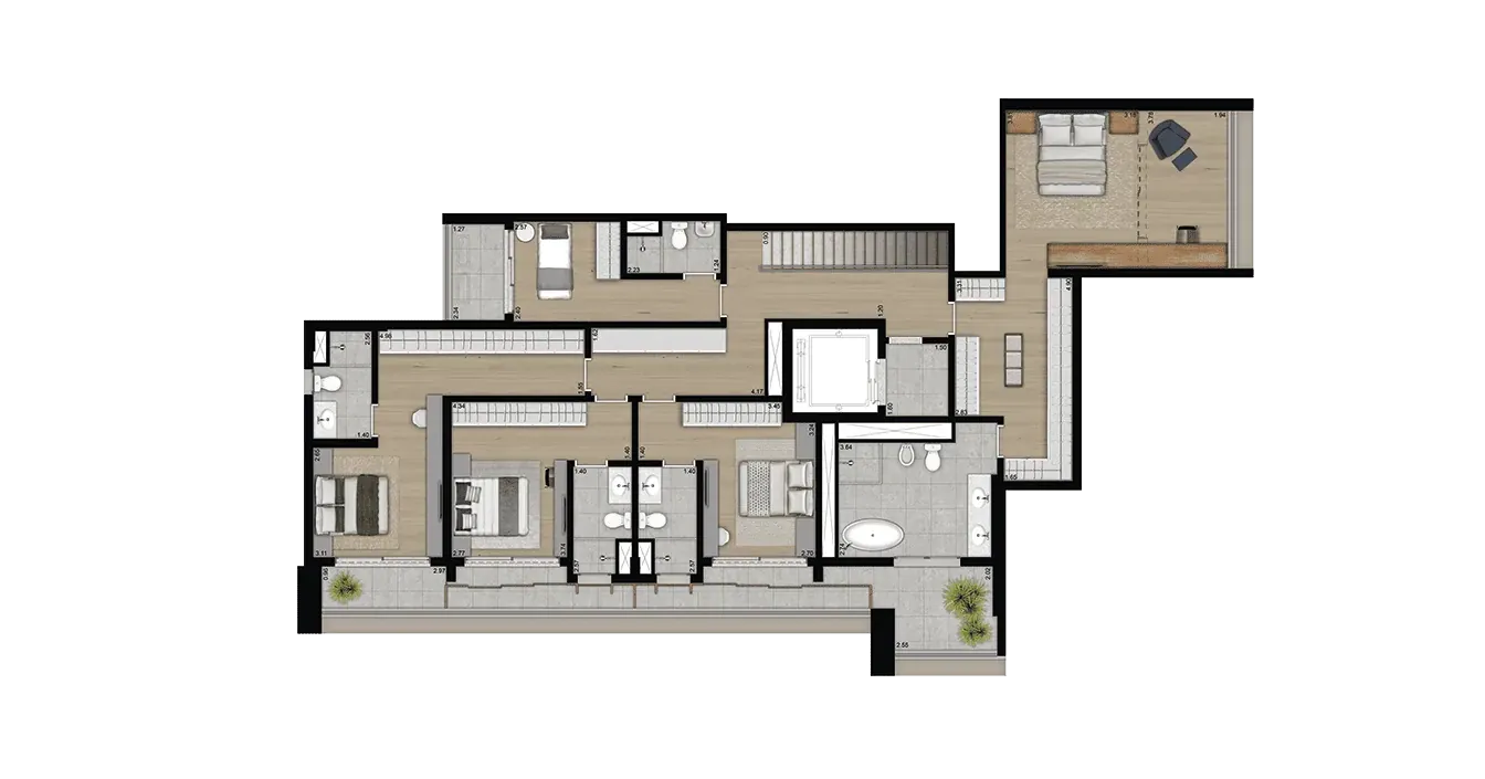 Planta Duplex 408m² Final 1 Piso Inferior - Eleva Harmonia